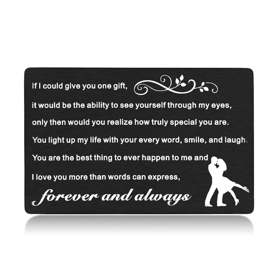 Boyfriend Gift from Girlfriend Husband Gift from Wife Anniversary Valentines Wallet Insert Card Gifts for Hubby Lover Birthday Wedding Gifts for Him Men Sweetheart Couple I Love You Forever and Always