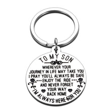 Load image into Gallery viewer, to My Son Inspirational Gifts Keychain for Son Men from Mom Dad Christmas Birthday Graduation Wedding Gift for Him Sons Kids Boys Teen Adult Son I’M Always Here for You Family Keychains Present
