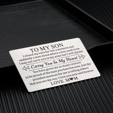 Load image into Gallery viewer, Stocking Stuffers for Men to My Son Wallet Cards from Mom Christmas Birthday Gifts for Teen Boys Son Valentines Gifts for Him Men Teen Boys Son Graduation Gifts for Him Back to School Gifts for Kids
