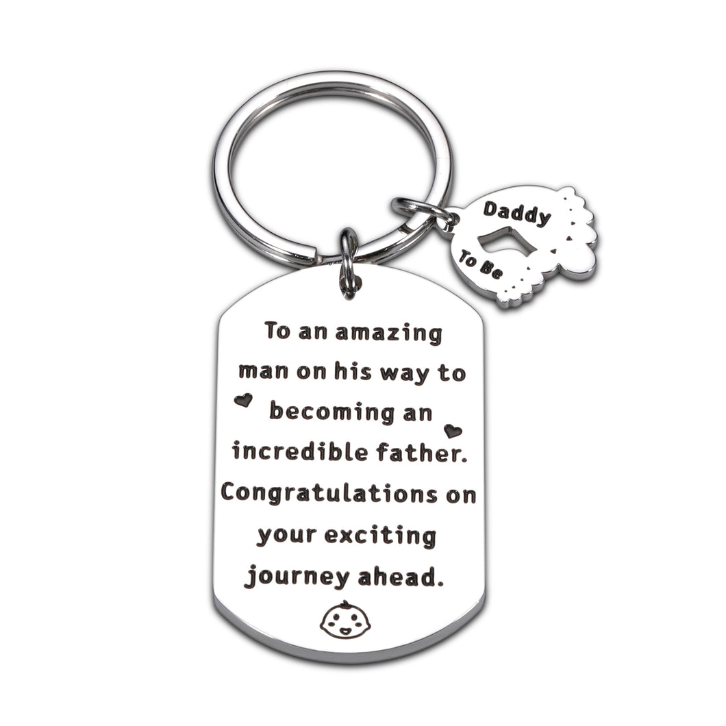 New Dad Gifts Daddy to Be Keychain Pregnancy Baby Born Announcement Gifts for Men New Dad First Time Father Pa Father’s Day Congratulations Birthday Anniversary Christmas Gifts for Him Male Jewelry
