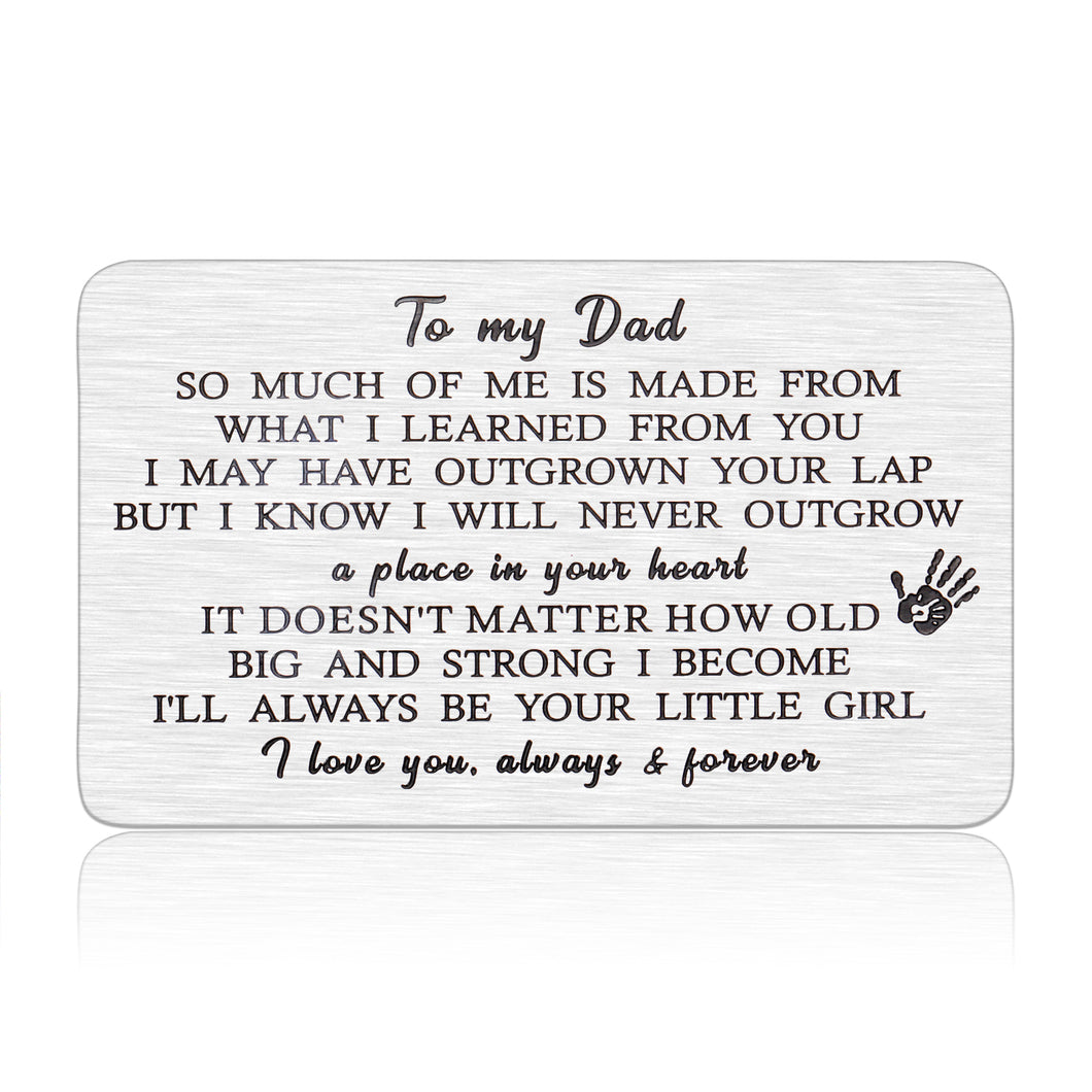 Dad Gifts from Daughter Father's Day Wallet Insert Card for Father Daddy from Girls Kids I Love You Birthday Anniversary Thanksgiving Jewelry for Men New Dad Christmas Thank You Gifts for Papa Stepdad