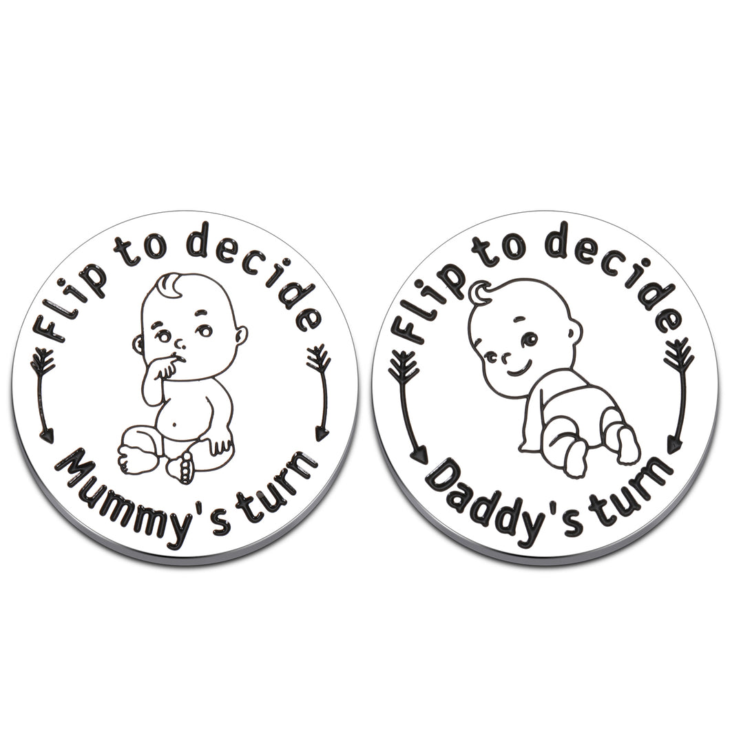 Funny New Baby Gift for Parents Mom Dad Pregnancy Baby Shower Gifts for New Mummy Daddy to Be Wife Husband Decision Coin for Women Men Mother Father BFF on Anniversary Christmas Birthday Double-Sided