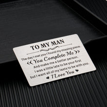 Load image into Gallery viewer, Stocking Stuffers for Men To My Man Wallet Card for Boyfriend Husband Valentines Day Gifts for Him Anniversary Birthday Gifts for Boyfriend Groom Fiance Romantic Gifts for Him Wedding Engagement Gifts
