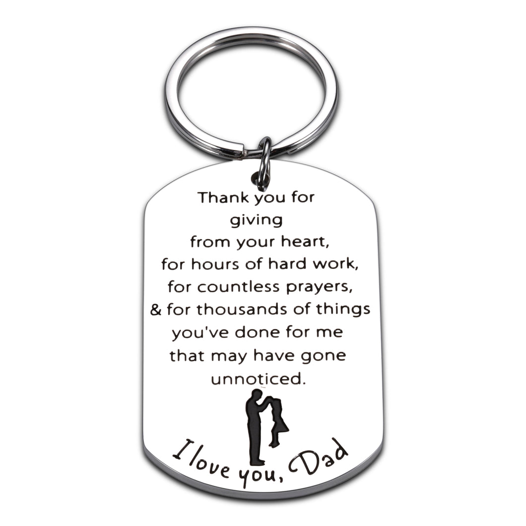 Dad Gifts Keychain for Father's Day I Love You Gifts for Him Men Father Daddy from Kids Birthday Anniversary Jewelry for Papa Stepdad Christmas Thanksgiving Key Accessories for Dad in Law Grandpa