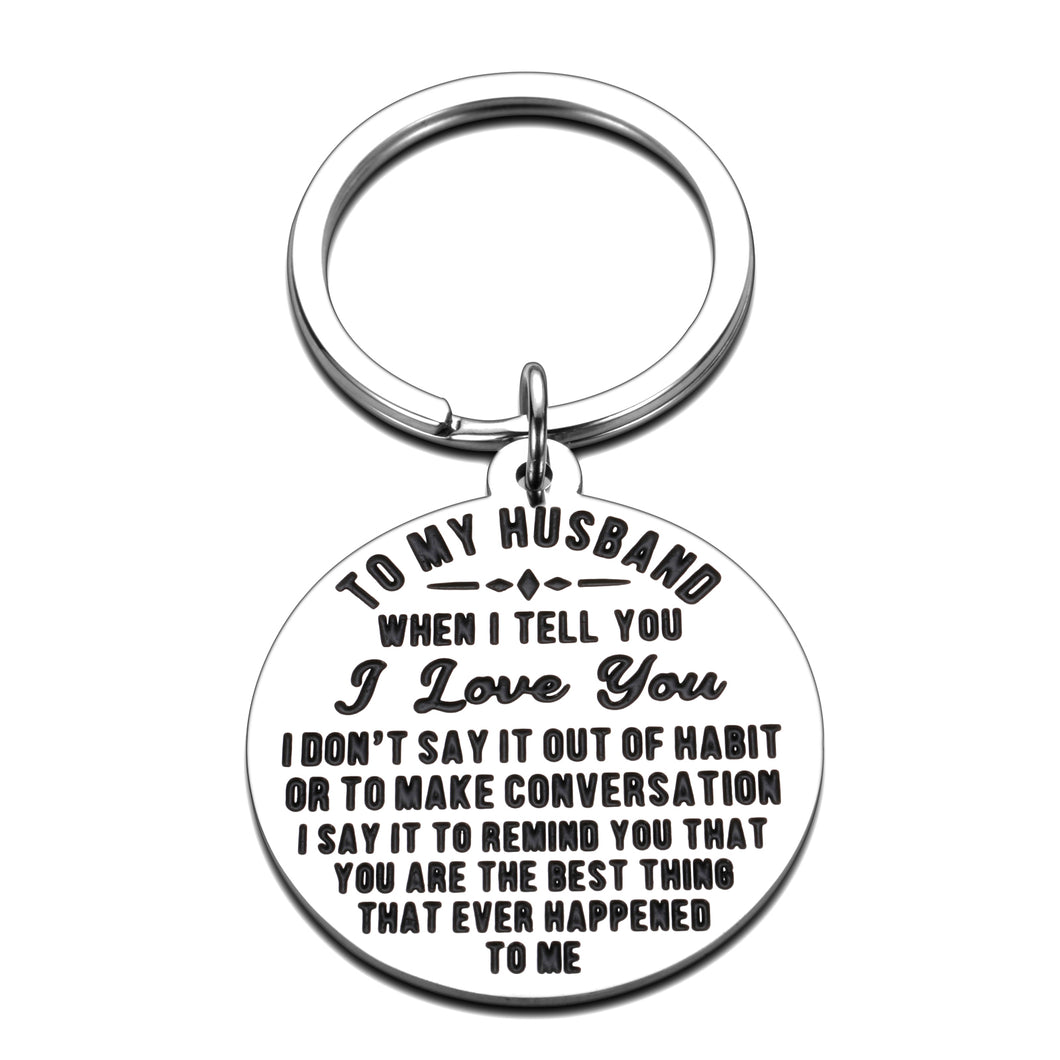Valentines Day Gifts for Him Husband Boyfriend Gifts Keychain for Man from Her Women Anniversary Wedding Engagement Romantic to My Husband Gift Key Chains for Hubby Fiance Couple I Love You Keychains