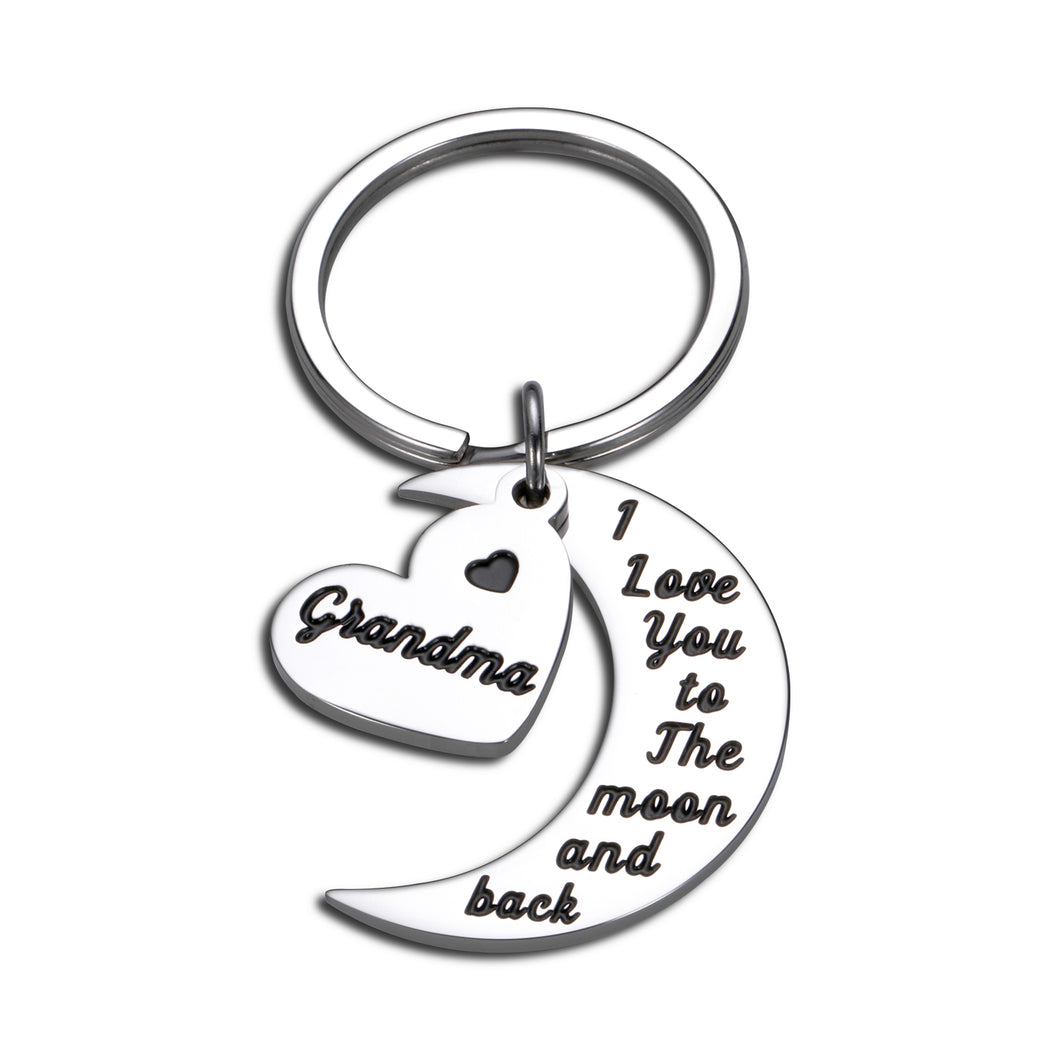 Grandma Gifts Keychain for Grandma Grandmother Women from Grandson Granddaughter Grandparents Day Christmas Birthday Gift from Grandchildren I Love You to The Moon and Back Grandma Jewelry Presen