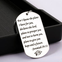 Load image into Gallery viewer, Graduation Gifts Christian Keychain for Him Her, Class of 2022 College High Middle School Gift Religious Bible Verse Baptism Jewelry for Students Kids Teens Inspirational Master PHD Senior Grad Gift
