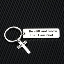Load image into Gallery viewer, Inspirational Bible Verse Gifts Keychain for Son Daughter Women Men Christian Christmas Birthday Graduation Easter Gift for Her Him Friends Be Still and Know That I Am God Calm Jewelry Keychains

