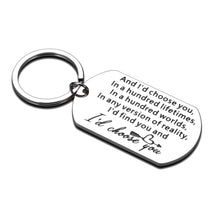Load image into Gallery viewer, Husband Wife Gifts Keychain for Couple Boyfriend Girlfriend Birthday Anniversary Valentines Day Gift for Him Her Women Men Fiance Fiancee Hubby Wifey Bridegroom Bride Sweet Romantic Key Chain
