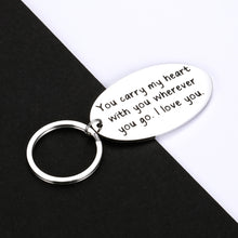 Load image into Gallery viewer, Couple Keychain Anniversary Keychains for Husband Wife Girlfriend Boyfriend Long Distance Relationship Valentine for Couples Lover Christmas Birthday Graduation Presents for Her Him You Carry My Heart
