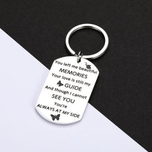 Load image into Gallery viewer, Memorial Keychain for Loss of Mother Father Grandma Grandpa Family Member Sympathy Bereavement Gift for Lost of Family Friends You Left Me Beautiful Memories Remembrance Key Chain
