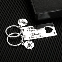 Load image into Gallery viewer, Mom and Dad Keychain Gifts Set Mothers Fathers Day Gifts for Mommy Daddy Couples New Parents I Love You Birthday Anniversary Valentines Christmas Thanksgiving Jewelry from Daughter Son Key Chain
