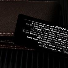 Load image into Gallery viewer, Christmas Son Gifts from Mom Dad Birthday Graduation Gifts for Him Kids Teens Stepsons Son in Law Inspirational Valentines Anniversary Wedding Wallet Card for Little Sons Young Sons Adult Sons Godsons
