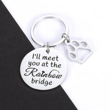 Load image into Gallery viewer, Loss of Pet Memorial Keychains Sympathy Gifts Passed Away Deceased Gift for Pet Owner Lover Remembrance Jewelry Doggy Puggy Memory Keepsake I&#39;ll Meet You at The Rainbow Bridge
