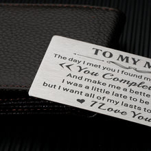 Load image into Gallery viewer, Stocking Stuffers for Men To My Man Wallet Card for Boyfriend Husband Valentines Day Gifts for Him Anniversary Birthday Gifts for Boyfriend Groom Fiance Romantic Gifts for Him Wedding Engagement Gifts
