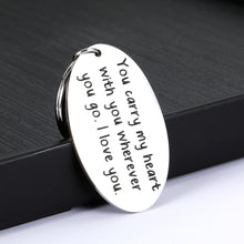 Load image into Gallery viewer, Couple Keychain Anniversary Keychains for Husband Wife Girlfriend Boyfriend Long Distance Relationship Valentine for Couples Lover Christmas Birthday Graduation Presents for Her Him You Carry My Heart
