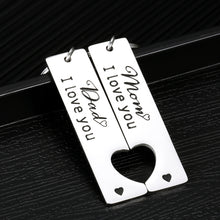 Load image into Gallery viewer, Mom and Dad Keychain Gifts Set Mothers Fathers Day Gifts for Mommy Daddy Couples New Parents I Love You Birthday Anniversary Valentines Christmas Thanksgiving Jewelry from Daughter Son Key Chain
