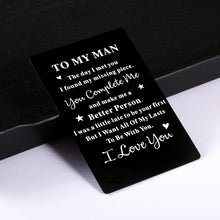 Load image into Gallery viewer, Christmas Valentines Day Gifts for Boyfriend Fiance Lover Anniversary Giftt for Man Husband Bridegroom Couple Birthday Graduation Wedding Engagement Relationship Miss Wallet Insert Card Gifts for Men
