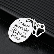 Load image into Gallery viewer, Loss of Pet Memorial Keychains Sympathy Gifts Passed Away Deceased Gift for Pet Owner Lover Remembrance Jewelry Doggy Puggy Memory Keepsake I&#39;ll Meet You at The Rainbow Bridge
