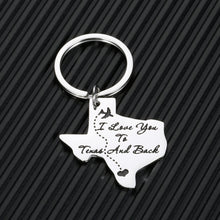 Load image into Gallery viewer, Valentines Day Gifts Keychain for Him Her Boyfriend Girlfriend Long Distance Relationship Gift for Women Men Husband Wife Birthday Graduation Valentine’s Day Keychains I Love You to Texas and Back
