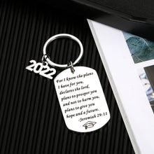 Load image into Gallery viewer, Graduation Gifts Christian Keychain for Him Her, Class of 2022 College High Middle School Gift Religious Bible Verse Baptism Jewelry for Students Kids Teens Inspirational Master PHD Senior Grad Gift
