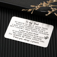 Load image into Gallery viewer, Dad Gifts from Daughter Father&#39;s Day Wallet Insert Card for Father Daddy from Girls Kids I Love You Birthday Anniversary Thanksgiving Jewelry for Men New Dad Christmas Thank You Gifts for Papa Stepdad
