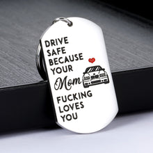Load image into Gallery viewer, Funny New Drive Save Keychain Gifts for Son Daughter from Mom Mother Her Because Your Mom Fuing Love You Christmas Birthday Gift for Teen Boys Girls New Diver License Trucker Jewelry Key Chains
