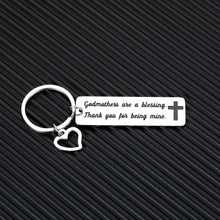 Load image into Gallery viewer, Godmother Gifts Keychains for God Mother Godparent Women Her from Godson Goddaughter Godchild Godparents Day Christmas Birthday Jewelry Present Godmothers are a Blessing Thank You for Being Mine
