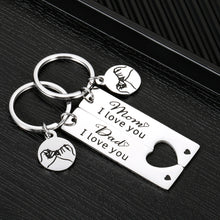 Load image into Gallery viewer, Mom and Dad Keychain Gifts Set Mothers Fathers Day Gifts for Mommy Daddy Couples New Parents I Love You Birthday Anniversary Valentines Christmas Thanksgiving Jewelry from Daughter Son Key Chain
