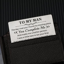 Load image into Gallery viewer, Stocking Stuffers for Men To My Man Wallet Card for Boyfriend Husband Valentines Day Gifts for Him Anniversary Birthday Gifts for Boyfriend Groom Fiance Romantic Gifts for Him Wedding Engagement Gifts
