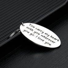 Load image into Gallery viewer, Couple Keychain Anniversary Keychains for Husband Wife Girlfriend Boyfriend Long Distance Relationship Valentine for Couples Lover Christmas Birthday Graduation Presents for Her Him You Carry My Heart

