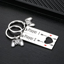 Load image into Gallery viewer, 2PCS Funny Gamer Gifts Keychain for Boyfriend Husband Couples from Girlfriend Wife Valentines Christmas Birthday Anniversary Giftss for Fiancé Men Him Player 1 Player 2 Matching Couple Jewelry  Brand: Unilirace

