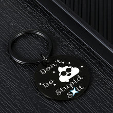 Load image into Gallery viewer, Funny Gifts Keychain for Son Daughter from Mom Dad Don&#39;t Do Stupid Poop Emoji Birthday Christmas Present for Kids Teens from Parents Graduation Anniversary Jewelry for Her Him Friends Key Chain
