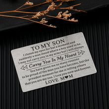 Load image into Gallery viewer, Stocking Stuffers for Men to My Son Wallet Cards from Mom Christmas Birthday Gifts for Teen Boys Son Valentines Gifts for Him Men Teen Boys Son Graduation Gifts for Him Back to School Gifts for Kids
