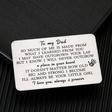 Load image into Gallery viewer, Dad Gifts from Daughter Father&#39;s Day Wallet Insert Card for Father Daddy from Girls Kids I Love You Birthday Anniversary Thanksgiving Jewelry for Men New Dad Christmas Thank You Gifts for Papa Stepdad
