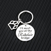 Load image into Gallery viewer, Loss of Pet Memorial Keychains Sympathy Gifts Passed Away Deceased Gift for Pet Owner Lover Remembrance Jewelry Doggy Puggy Memory Keepsake I&#39;ll Meet You at The Rainbow Bridge
