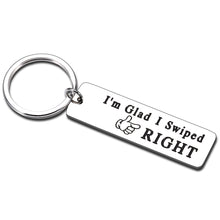 Load image into Gallery viewer, Valentines Day Christmas Gifts for Boyfriend Girlfriend Husband Wife Anniversary Wedding Engagement Birthday Jewelry for Men Women Lover Fiance Bridegroom Spouse Sweetheart I&#39;m Glad I Swiped Right
