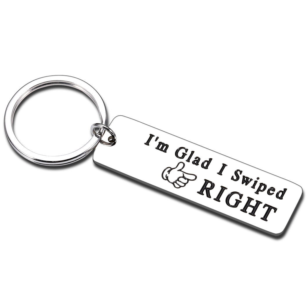 Valentines Day Christmas Gifts for Boyfriend Girlfriend Husband Wife Anniversary Wedding Engagement Birthday Jewelry for Men Women Lover Fiance Bridegroom Spouse Sweetheart I'm Glad I Swiped Right