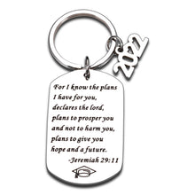 Load image into Gallery viewer, Graduation Gifts Christian Keychain for Him Her, Class of 2022 College High Middle School Gift Religious Bible Verse Baptism Jewelry for Students Kids Teens Inspirational Master PHD Senior Grad Gift
