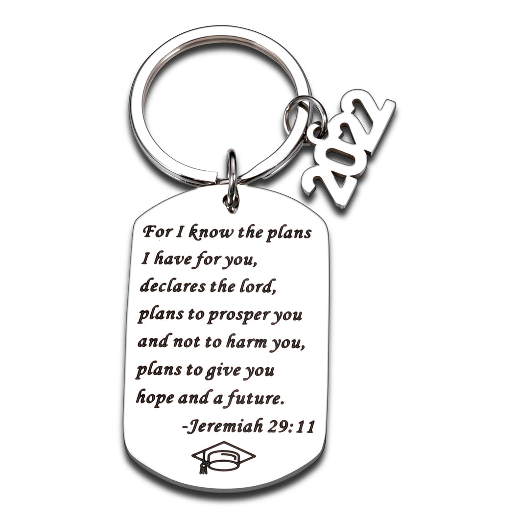 Graduation Gifts Christian Keychain for Him Her, Class of 2022 College High Middle School Gift Religious Bible Verse Baptism Jewelry for Students Kids Teens Inspirational Master PHD Senior Grad Gift