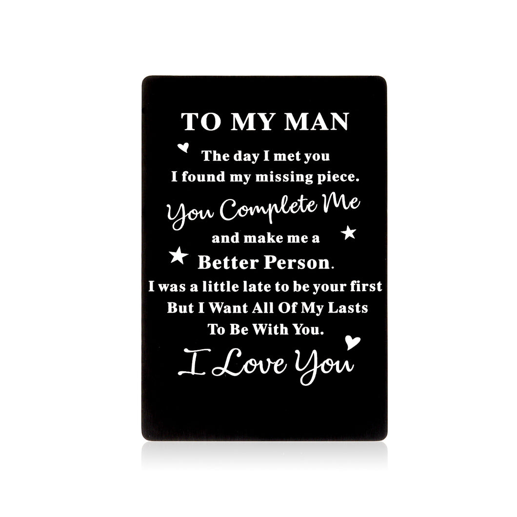 Christmas Valentines Day Gifts for Boyfriend Fiance Lover Anniversary Giftt for Man Husband Bridegroom Couple Birthday Graduation Wedding Engagement Relationship Miss Wallet Insert Card Gifts for Men