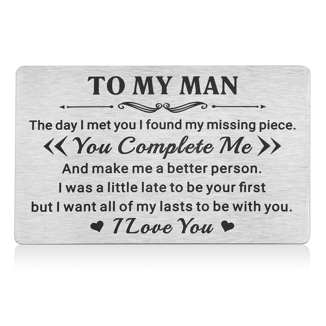 Stocking Stuffers for Men To My Man Wallet Card for Boyfriend Husband Valentines Day Gifts for Him Anniversary Birthday Gifts for Boyfriend Groom Fiance Romantic Gifts for Him Wedding Engagement Gifts