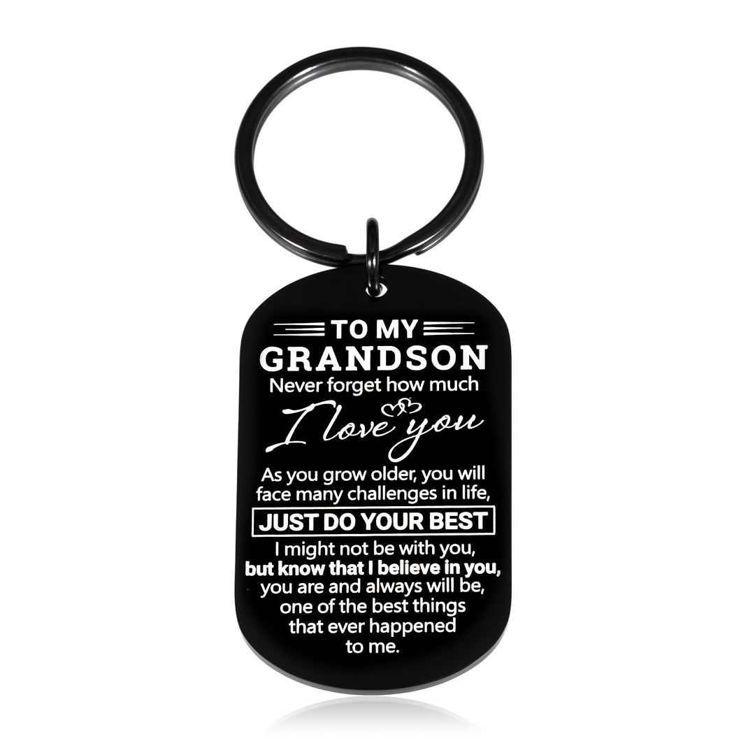 Christmas Grandson Gifts from Grandma Grandpa Inspirational Gift for Him Grandson Kids Boys Teens Adults Encouragement Graduation Birthday Anniversary Valentines Day Keychain for Men from Grandparents
