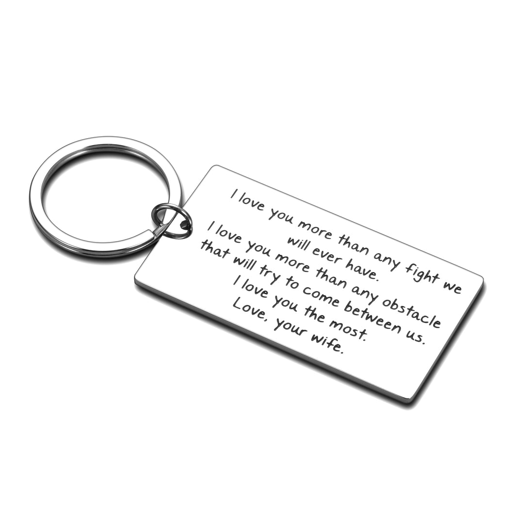 Christmas Husband Keychain Gifts from Wife Anniversary Birthday Valentines Day Wedding Gift Keychain for Hubby Boyfriend Groom Fiance Couple from Wifey Girlfriend Fiancee Bride I Love You Present