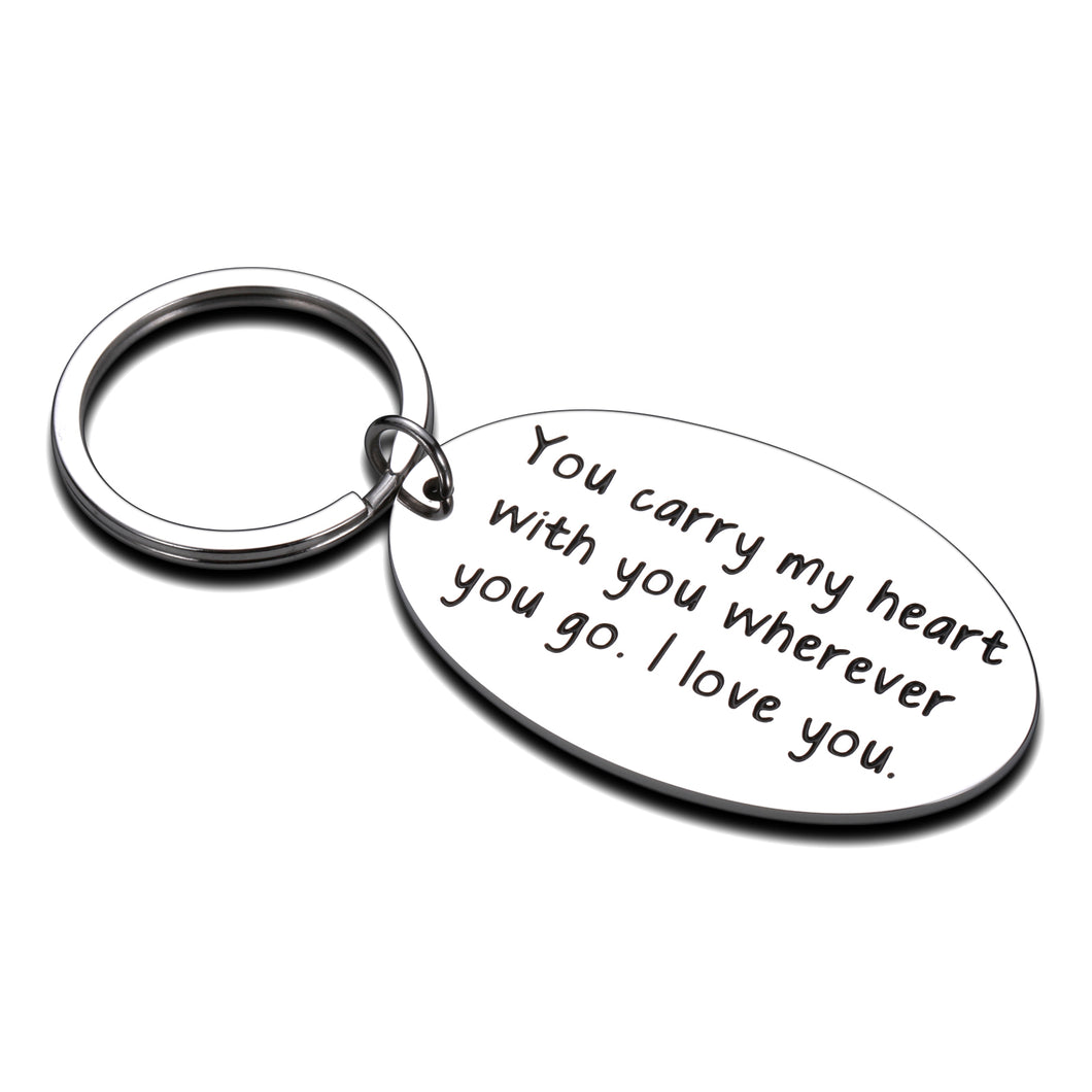 Couple Keychain Anniversary Keychains for Husband Wife Girlfriend Boyfriend Long Distance Relationship Valentine for Couples Lover Christmas Birthday Graduation Presents for Her Him You Carry My Heart