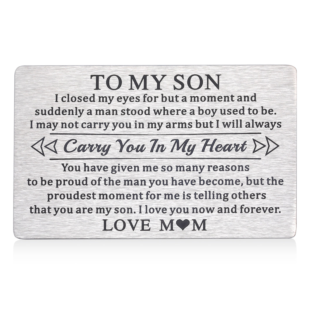 Stocking Stuffers for Men to My Son Wallet Cards from Mom Christmas Birthday Gifts for Teen Boys Son Valentines Gifts for Him Men Teen Boys Son Graduation Gifts for Him Back to School Gifts for Kids