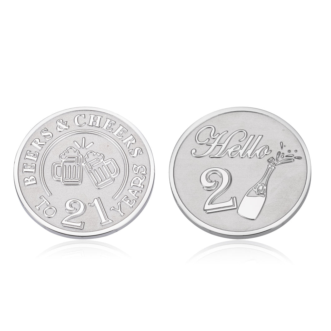 21st Birthday Gifts for Him 21 Year Old Birthday Gifts for Her Token Coin Double-Sided Gift for Kids Teens Boys Girls Happy Birthday Come of Age Anniversary Christmas Gift for 21-Year-Old Male Female