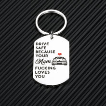 Load image into Gallery viewer, Funny New Drive Save Keychain Gifts for Son Daughter from Mom Mother Her Because Your Mom Fuing Love You Christmas Birthday Gift for Teen Boys Girls New Diver License Trucker Jewelry Key Chains
