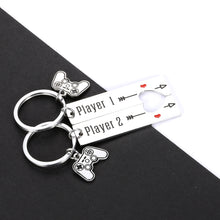 Load image into Gallery viewer, 2PCS Funny Gamer Gifts Keychain for Boyfriend Husband Couples from Girlfriend Wife Valentines Christmas Birthday Anniversary Giftss for Fiancé Men Him Player 1 Player 2 Matching Couple Jewelry  Brand: Unilirace
