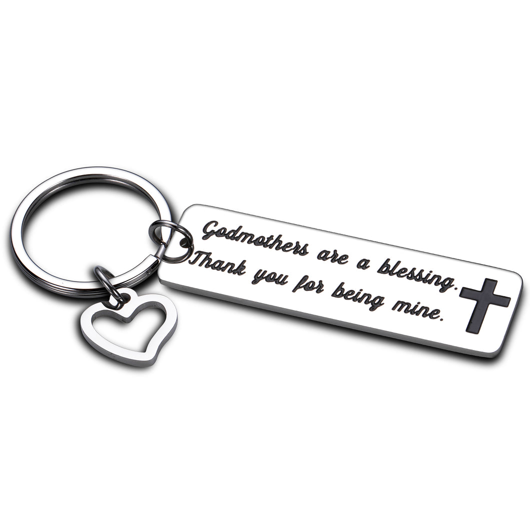 Godmother Gifts Keychains for God Mother Godparent Women Her from Godson Goddaughter Godchild Godparents Day Christmas Birthday Jewelry Present Godmothers are a Blessing Thank You for Being Mine